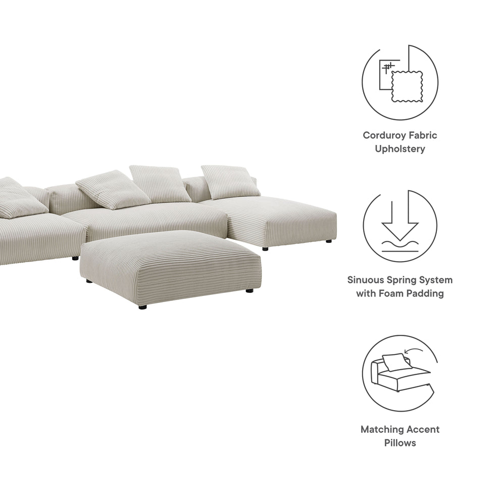 Solace 4-Piece Modular Corduroy Upholstered Sectional Sofa With Ottoman by Modway | Sofa Set | Modishstore - 9