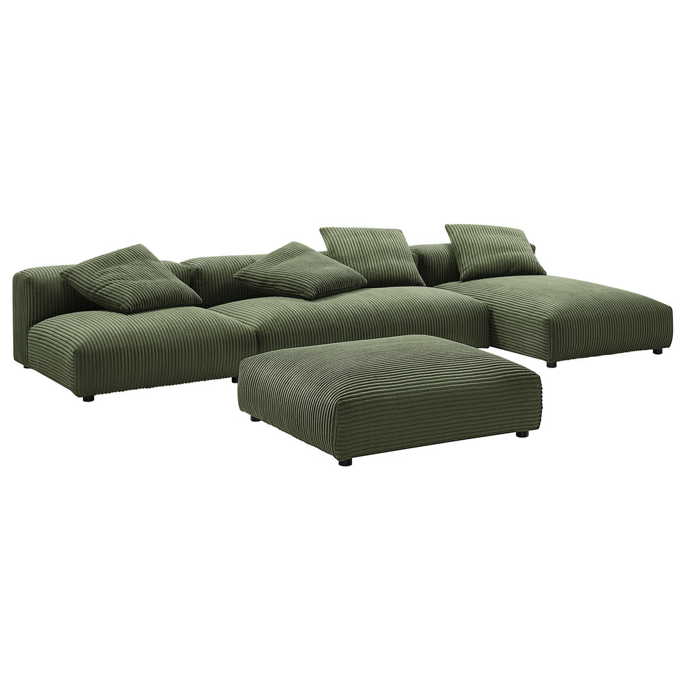 Solace 4-Piece Modular Corduroy Upholstered Sectional Sofa With Ottoman by Modway | Sofa Set | Modishstore - 10
