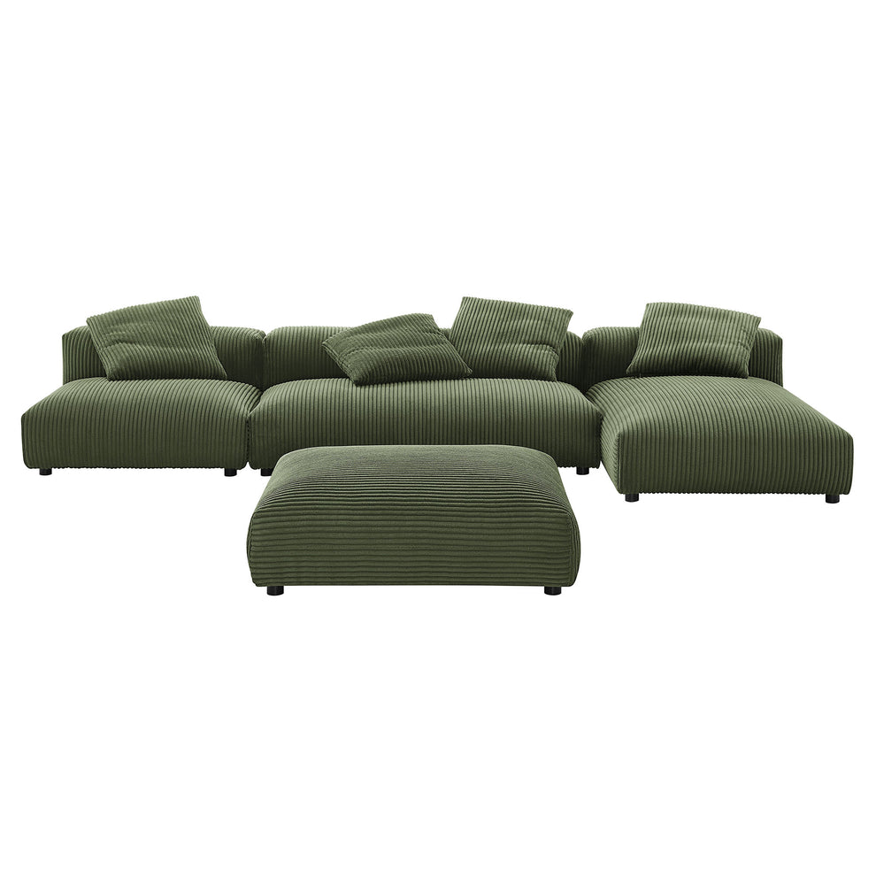 Solace 4-Piece Modular Corduroy Upholstered Sectional Sofa With Ottoman by Modway | Sofa Set | Modishstore - 11