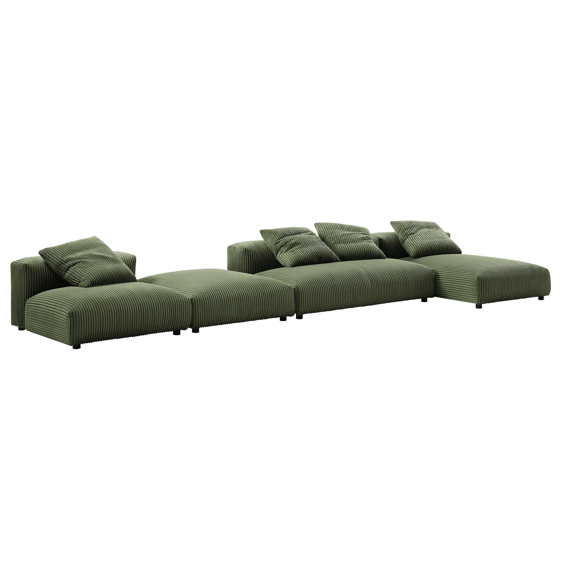 Solace 4-Piece Modular Corduroy Upholstered Sectional Sofa With Ottoman by Modway | Sofa Set | Modishstore - 12
