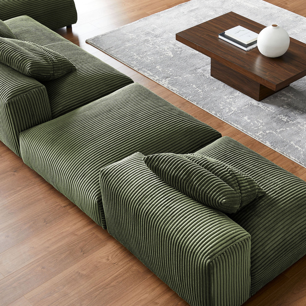 Solace 4-Piece Modular Corduroy Upholstered Sectional Sofa With Ottoman by Modway | Sofa Set | Modishstore - 14
