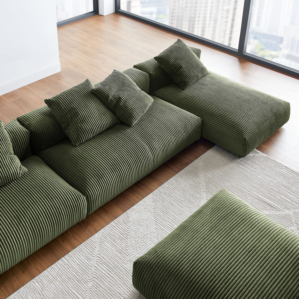 Solace 4-Piece Modular Corduroy Upholstered Sectional Sofa With Ottoman by Modway | Sofa Set | Modishstore - 15