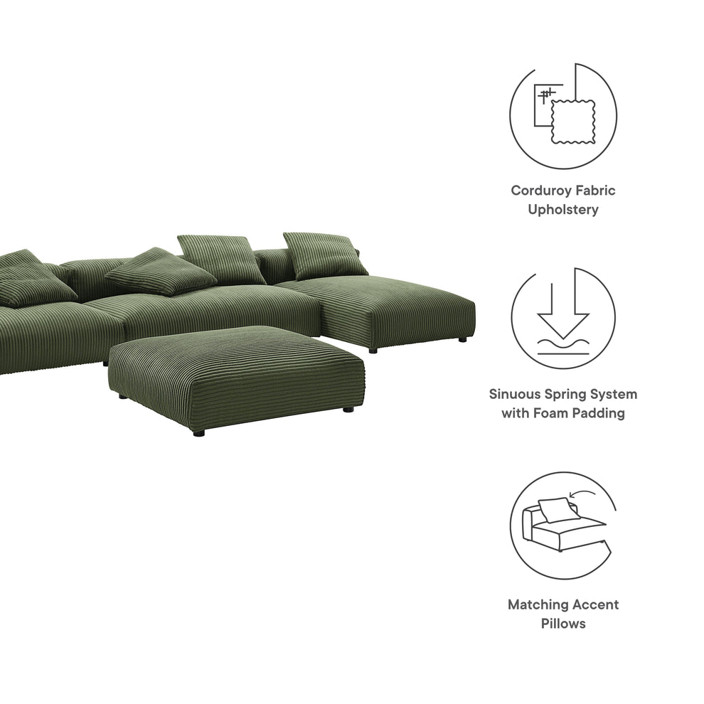 Solace 4-Piece Modular Corduroy Upholstered Sectional Sofa With Ottoman by Modway | Sofa Set | Modishstore - 18