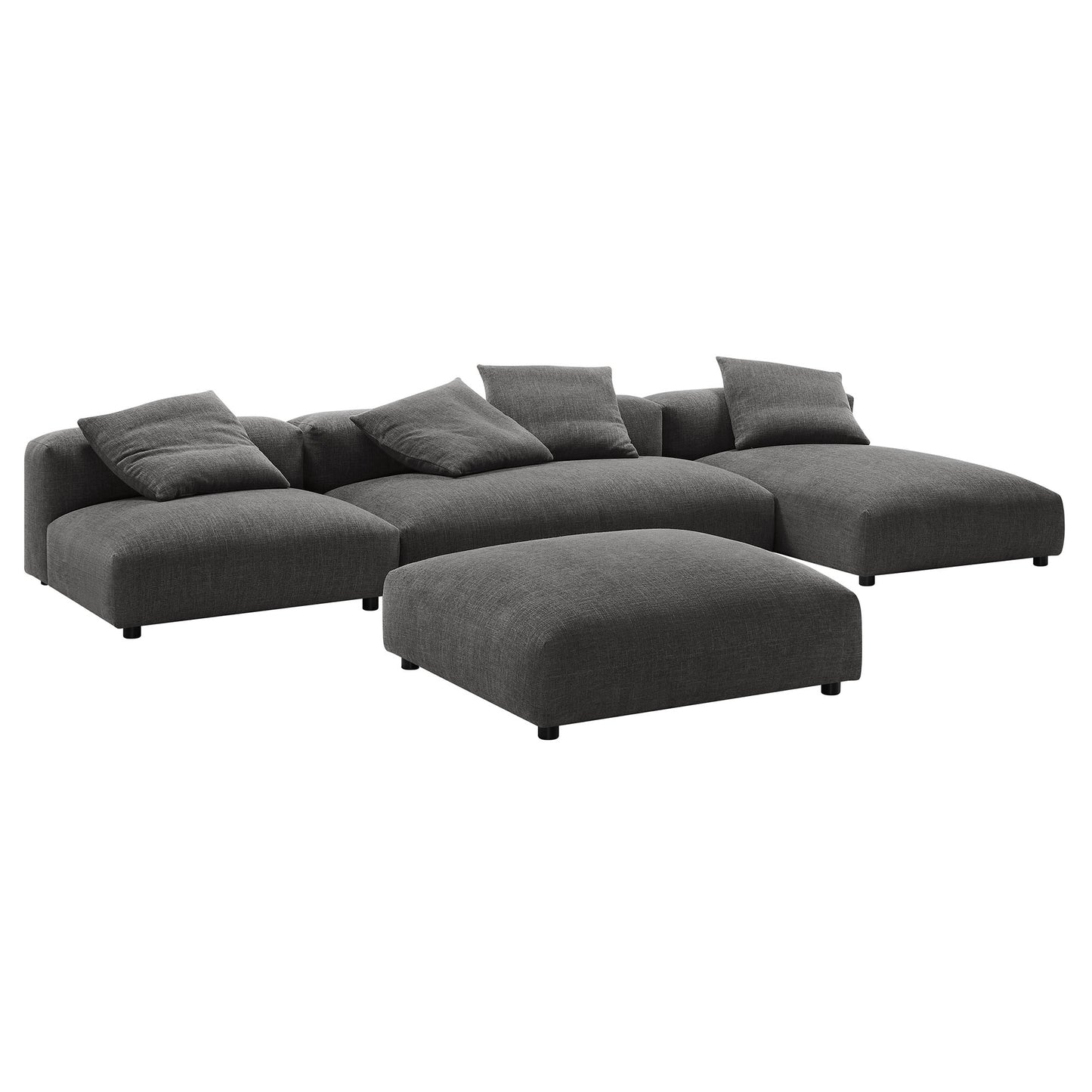 Solace 4-Piece Modular Upholstered Fabric Sectional Sofa With Ottoman by Modway | Sofa Set | Modishstore - 2
