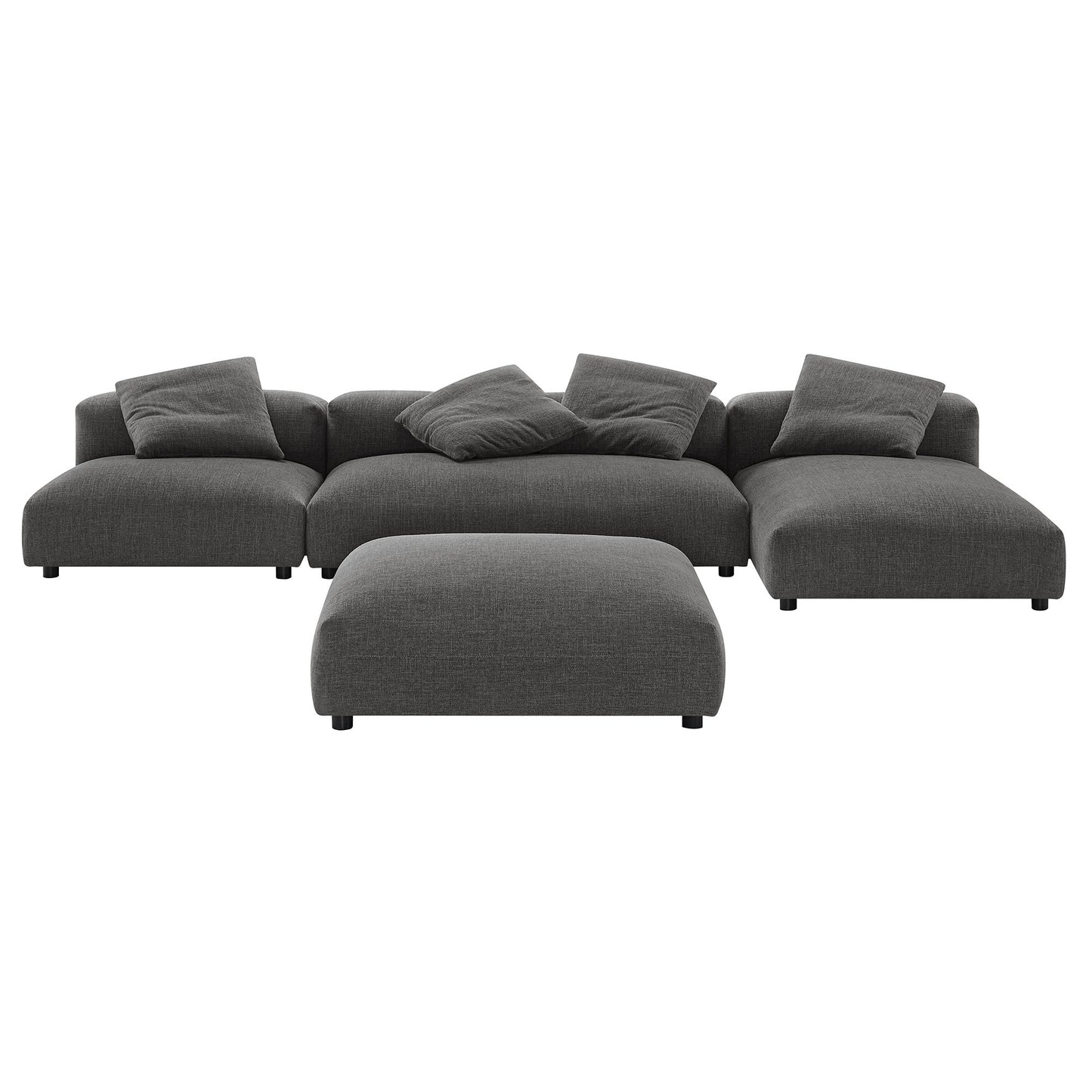 Solace 4-Piece Modular Upholstered Fabric Sectional Sofa With Ottoman by Modway | Sofa Set | Modishstore - 3