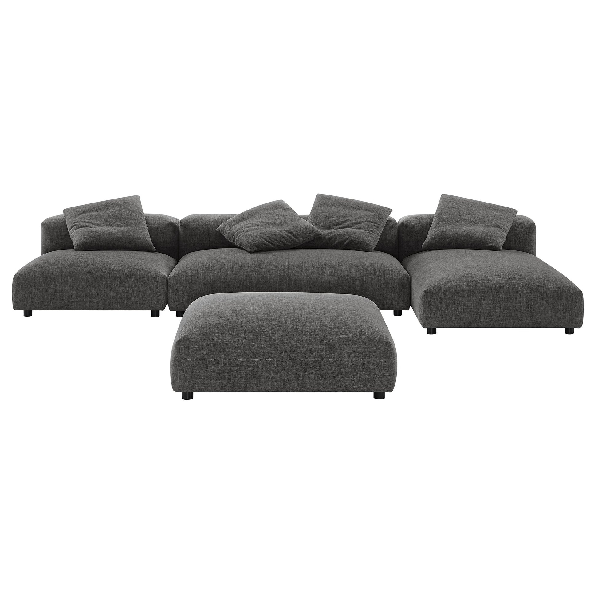 Solace 4-Piece Modular Upholstered Fabric Sectional Sofa With Ottoman by Modway | Sofa Set | Modishstore - 3