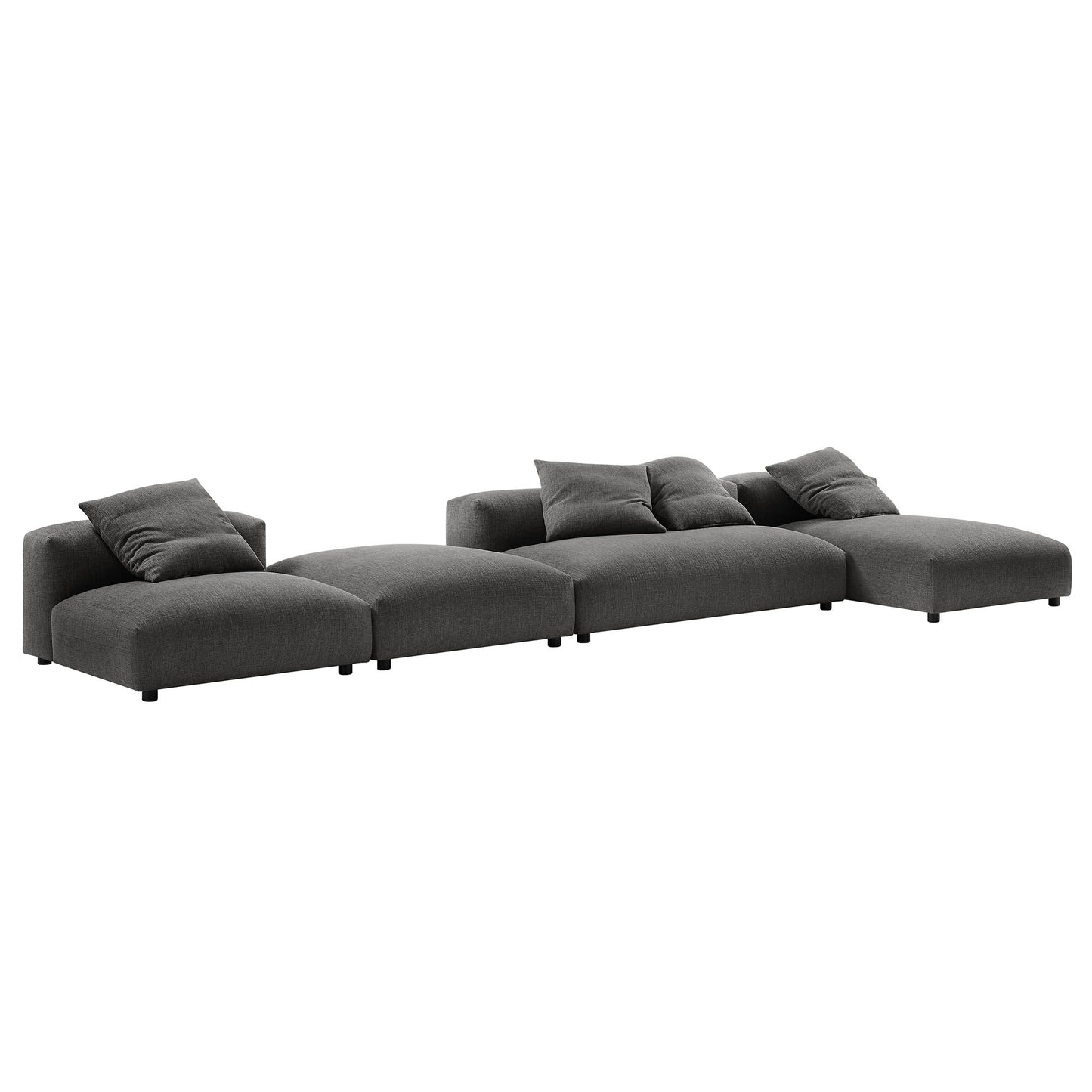 Solace 4-Piece Modular Upholstered Fabric Sectional Sofa With Ottoman by Modway | Sofa Set | Modishstore - 4