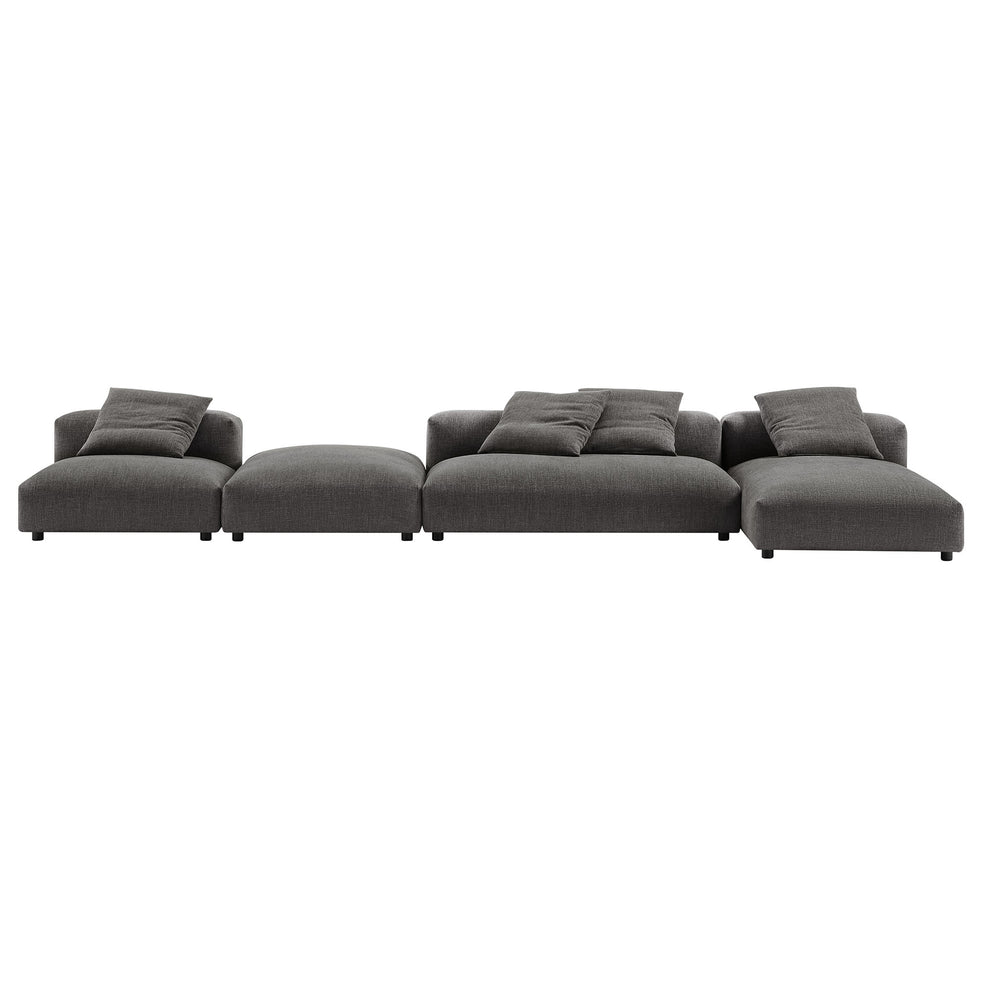 Solace 4-Piece Modular Upholstered Fabric Sectional Sofa With Ottoman by Modway | Sofa Set | Modishstore - 5