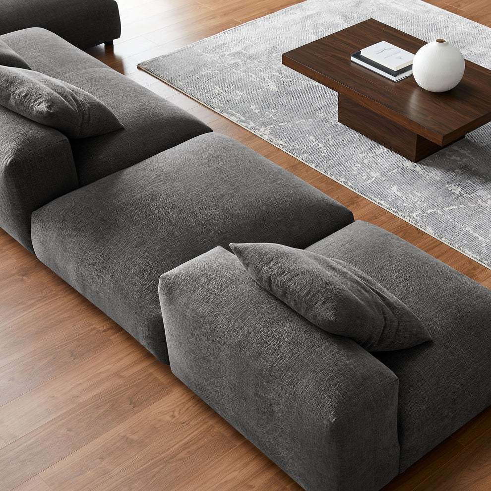 Solace 4-Piece Modular Upholstered Fabric Sectional Sofa With Ottoman by Modway | Sofa Set | Modishstore - 6