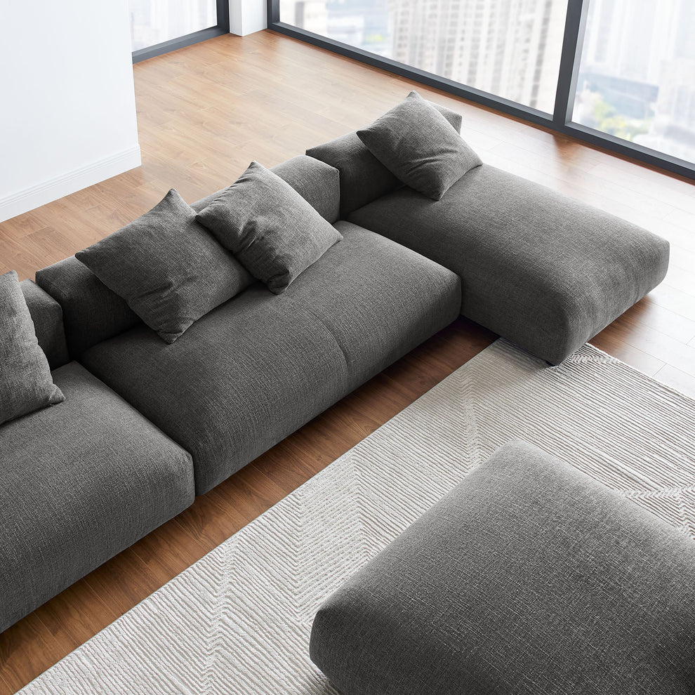 Solace 4-Piece Modular Upholstered Fabric Sectional Sofa With Ottoman by Modway | Sofa Set | Modishstore - 7