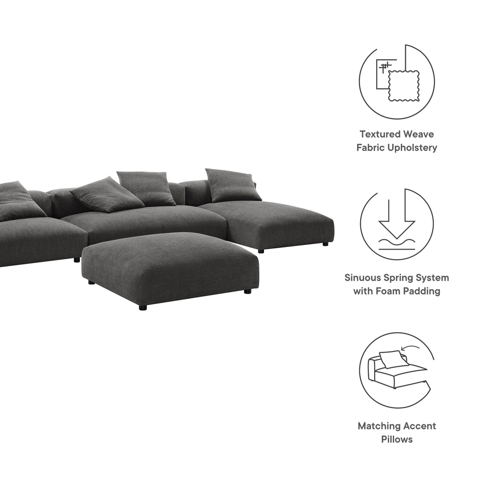Solace 4-Piece Modular Upholstered Fabric Sectional Sofa With Ottoman by Modway | Sofa Set | Modishstore - 9