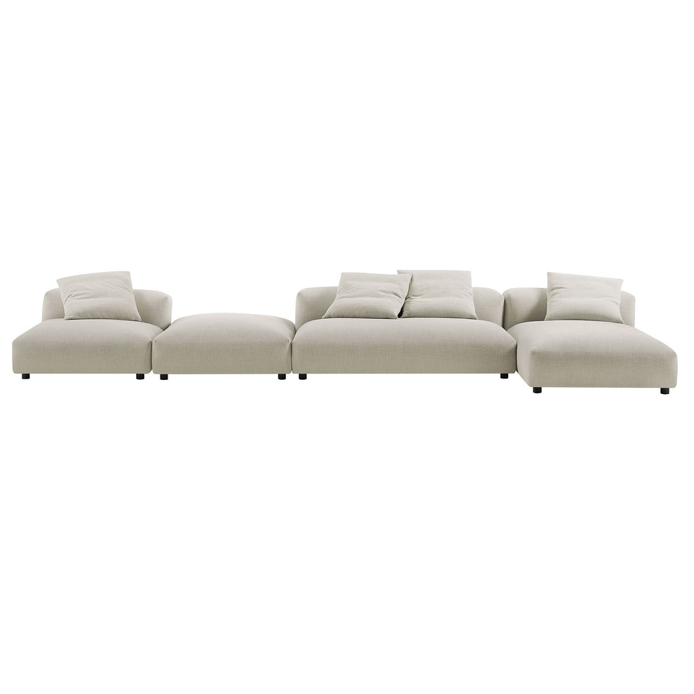 Solace 4-Piece Modular Upholstered Fabric Sectional Sofa With Ottoman by Modway | Sofa Set | Modishstore - 13