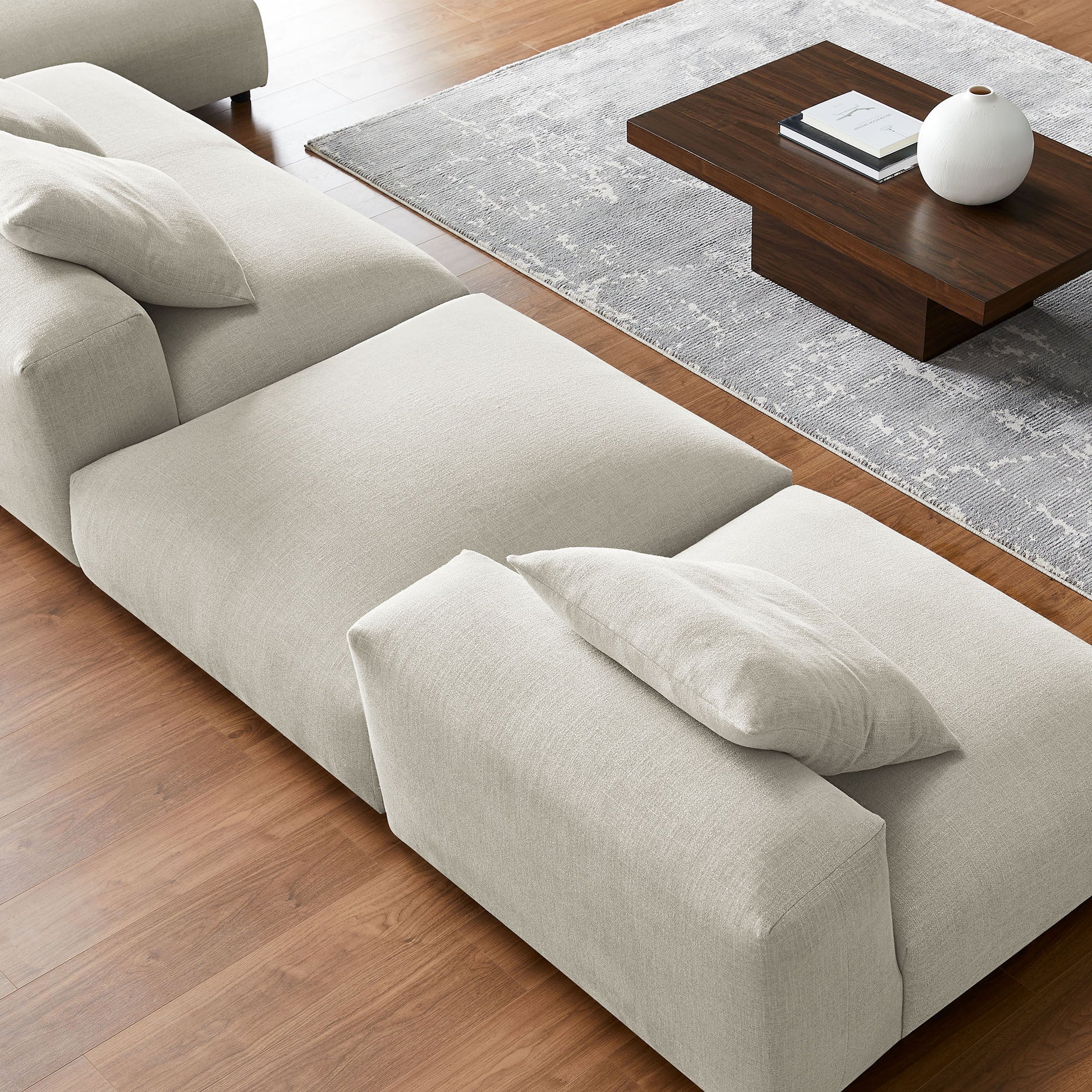 Solace 4-Piece Modular Upholstered Fabric Sectional Sofa With Ottoman by Modway | Sofa Set | Modishstore - 14