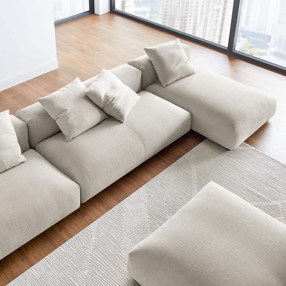 Solace 4-Piece Modular Upholstered Fabric Sectional Sofa With Ottoman by Modway | Sofa Set | Modishstore - 15