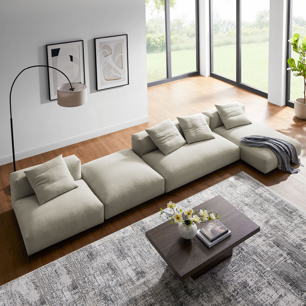 Solace 4-Piece Modular Upholstered Fabric Sectional Sofa With Ottoman by Modway | Sofa Set | Modishstore - 17