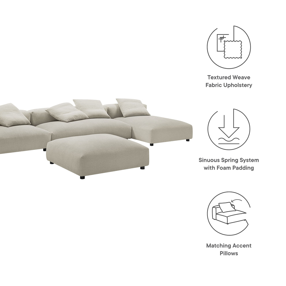 Solace 4-Piece Modular Upholstered Fabric Sectional Sofa With Ottoman by Modway | Sofa Set | Modishstore - 18
