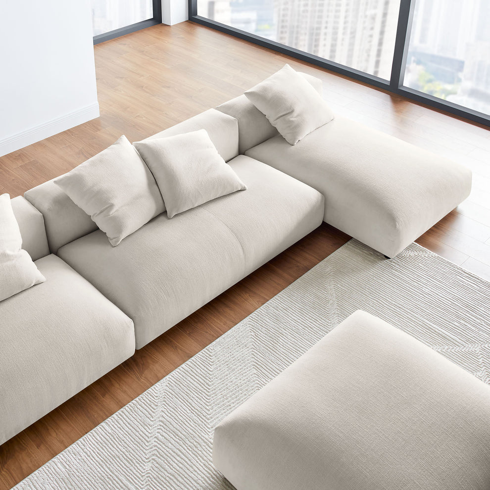 Solace 4-Piece Modular Upholstered Fabric Sectional Sofa With Ottoman by Modway | Sofa Set | Modishstore - 24