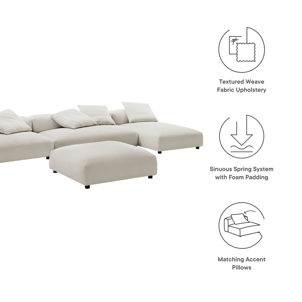 Solace 4-Piece Modular Upholstered Fabric Sectional Sofa With Ottoman by Modway | Sofa Set | Modishstore - 27