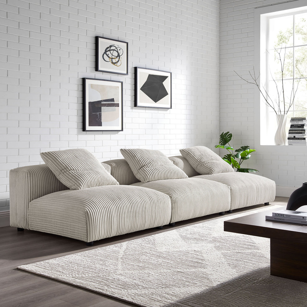 Solace 3-Piece Modular Corduroy Upholstered Sofa by Modway | Sofa Set | Modishstore - 1