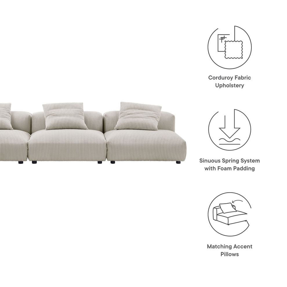 Solace 3-Piece Modular Corduroy Upholstered Sofa by Modway | Sofa Set | Modishstore - 5
