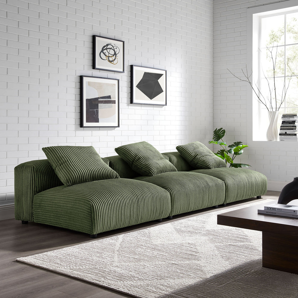Solace 3-Piece Modular Corduroy Upholstered Sofa by Modway | Sofa Set | Modishstore - 9