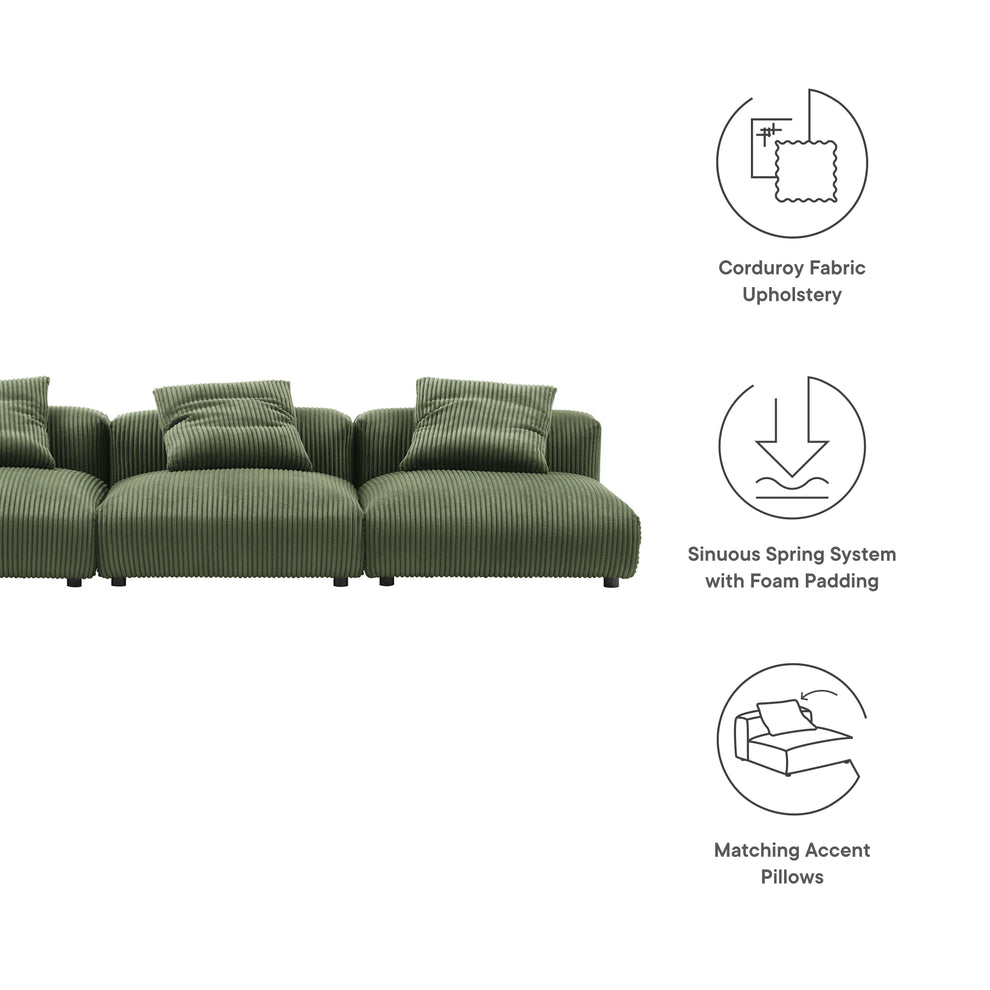 Solace 3-Piece Modular Corduroy Upholstered Sofa by Modway | Sofa Set | Modishstore - 10