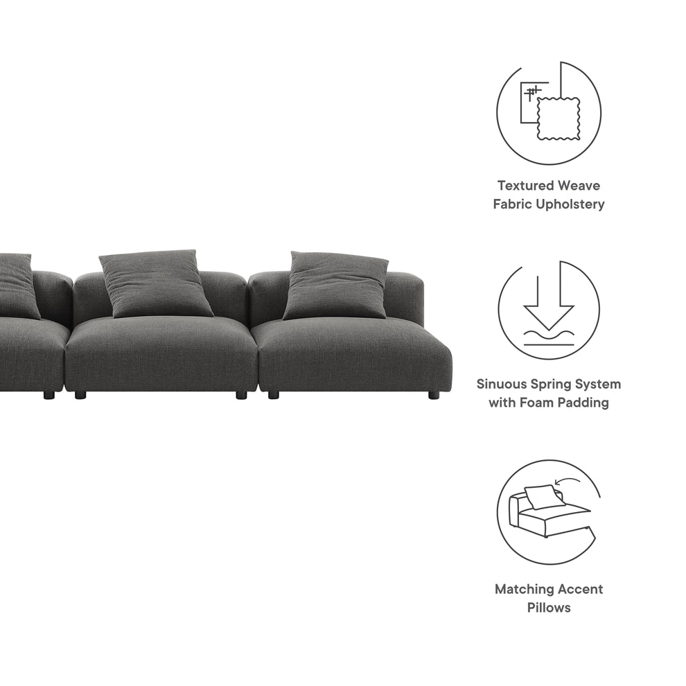 Solace 3-Piece Modular Upholstered Fabric Sofa by Modway | Sofa Set | Modishstore - 5