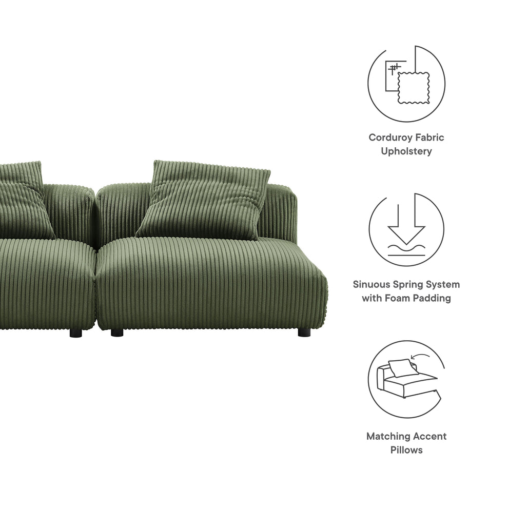 Solace 2-Piece Modular Corduroy Upholstered Sofa by Modway | Sofa Set | Modishstore - 10
