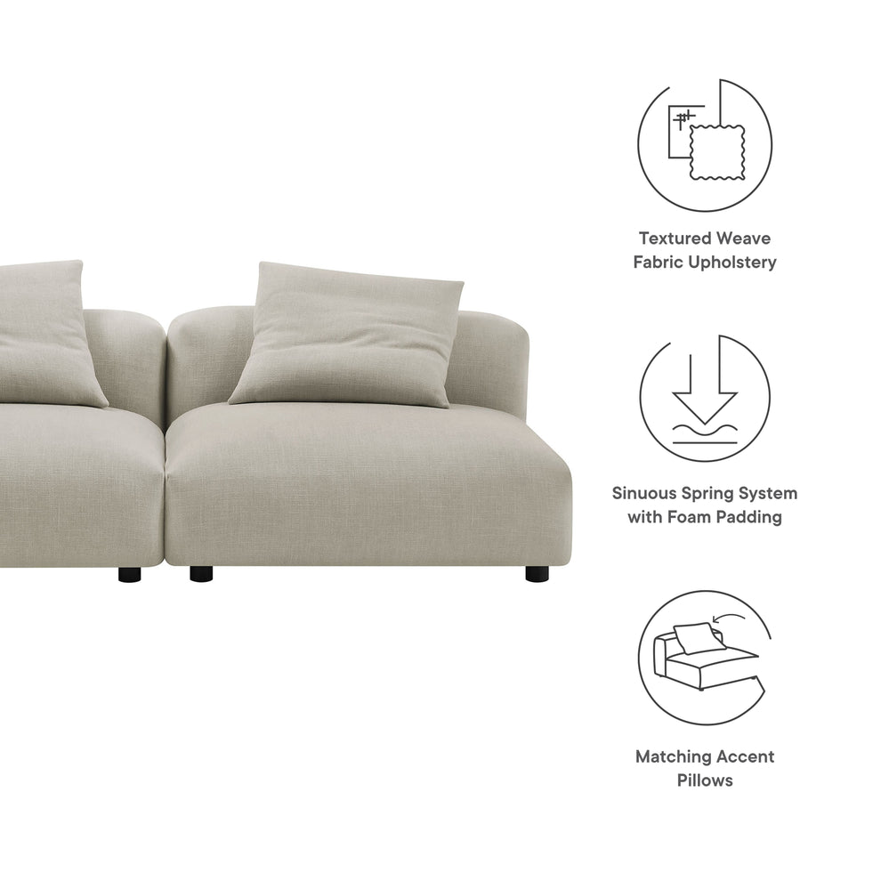 Solace 2-Piece Modular Upholstered Fabric Sofa by Modway | Sofa Set | Modishstore - 10