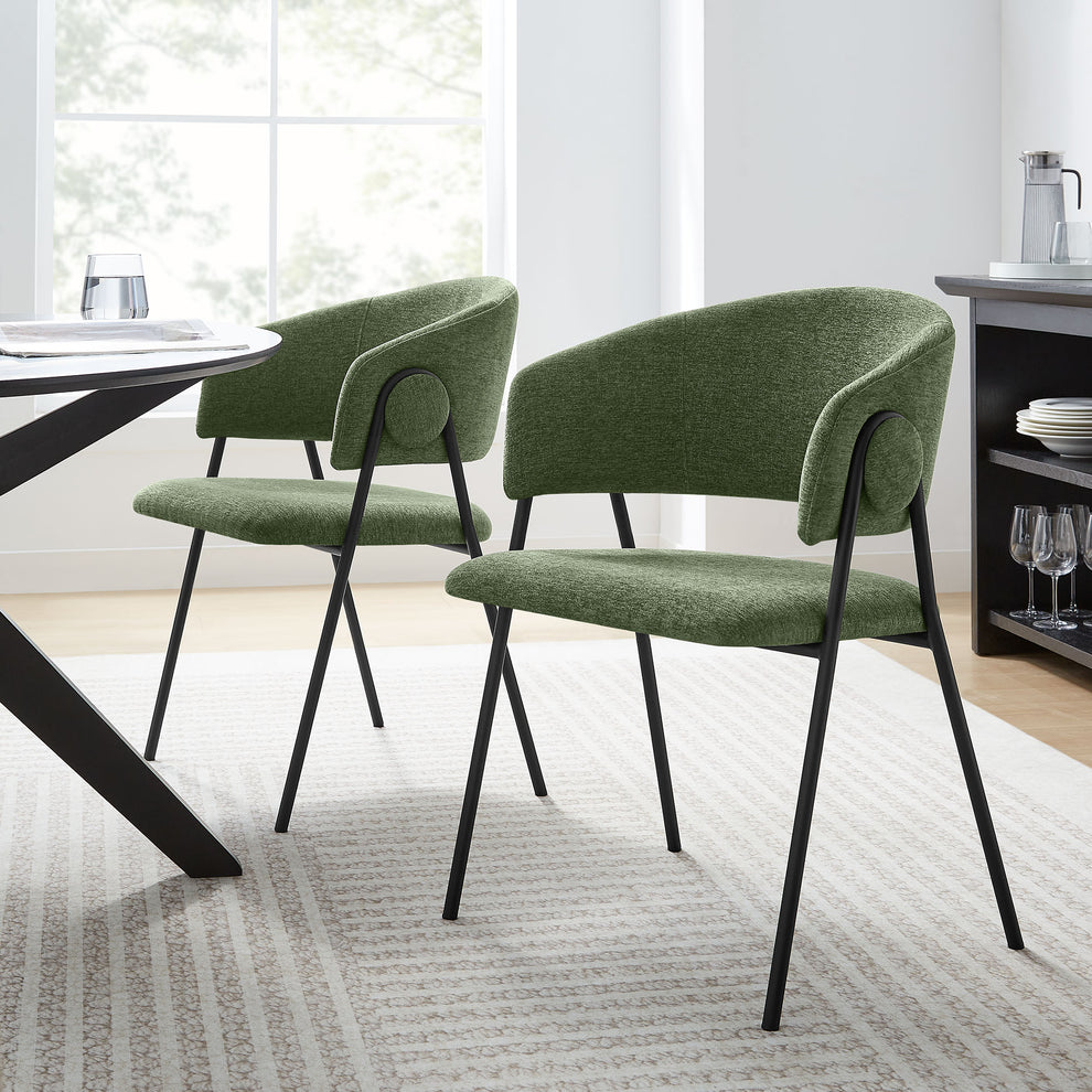 Nella Upholstered Heathered Chenille Dining Chairs Set of 2 by Modway | Dining Chairs | Modishstore - 1