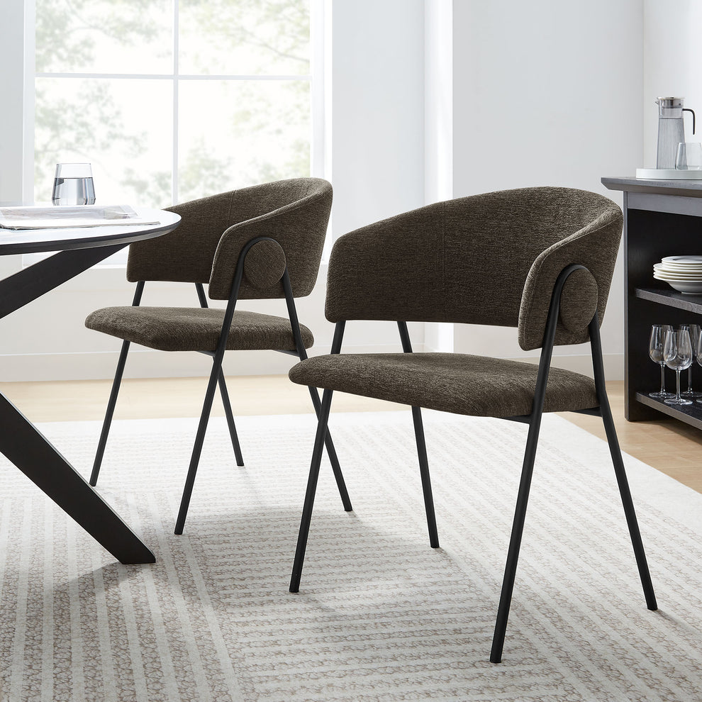 Nella Upholstered Heathered Chenille Dining Chairs Set of 2 by Modway | Dining Chairs | Modishstore - 18