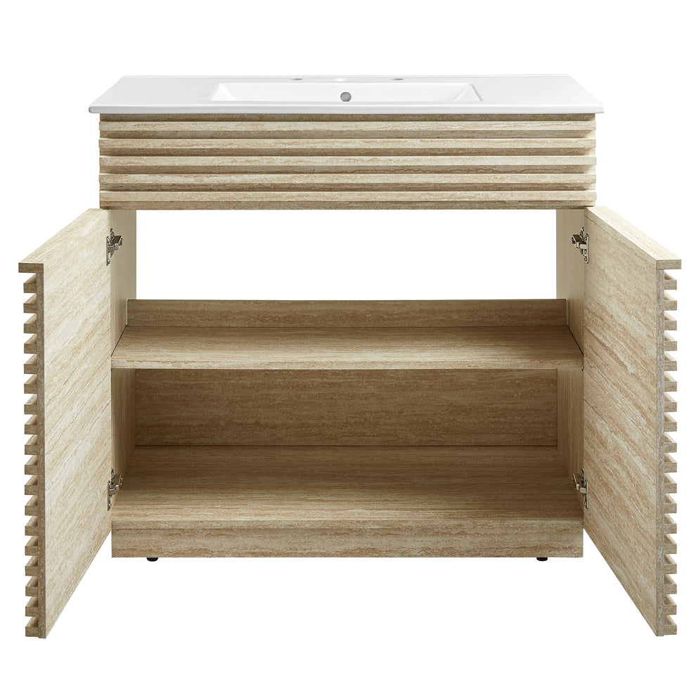Render 36" Faux Travertine Bathroom Vanity With Sink by Modway | Bathroom Accessories | Modishstore - 5