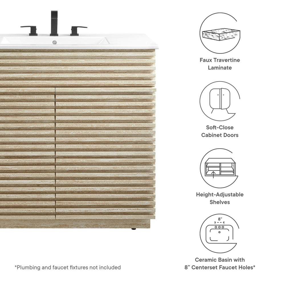 Render 36" Faux Travertine Bathroom Vanity With Sink by Modway | Bathroom Accessories | Modishstore - 9