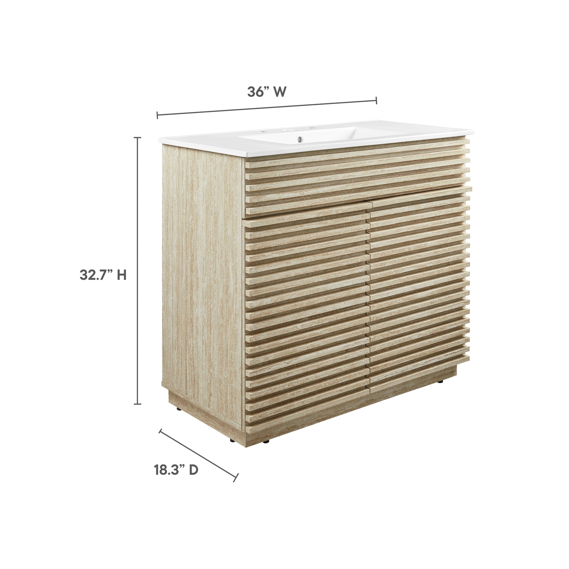 Render 36" Faux Travertine Bathroom Vanity With Sink by Modway | Bathroom Accessories | Modishstore - 10