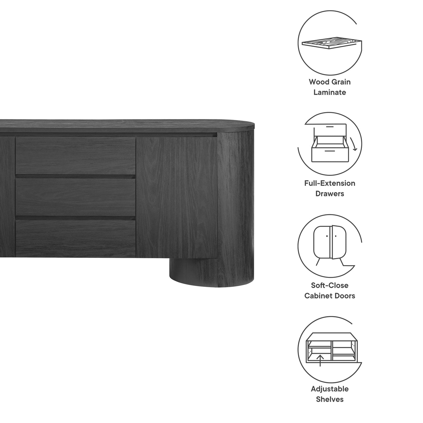Duval 71" Rounded Sideboard Storage Cabinet by Modway | Cabinets | Modishstore - 10
