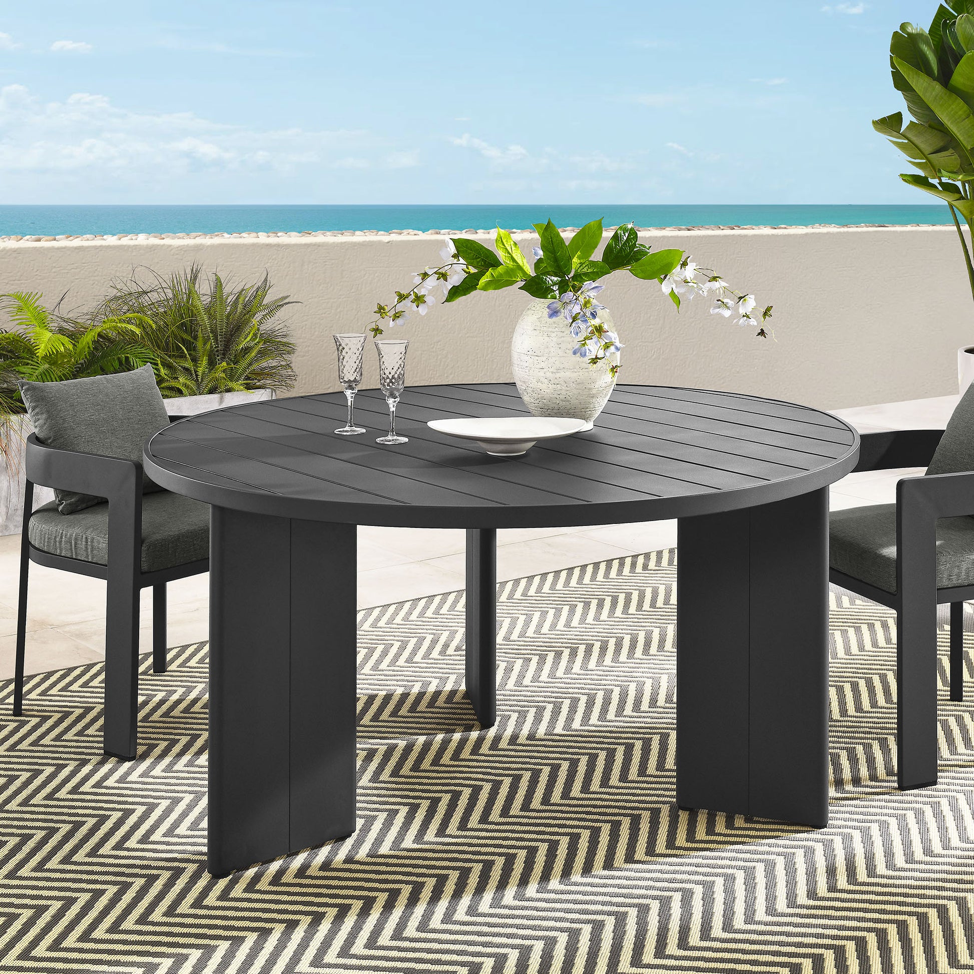 Tahoe Round Outdoor Patio Aluminum Dining Table by Modway | Dining Tables | Modishstore - 1