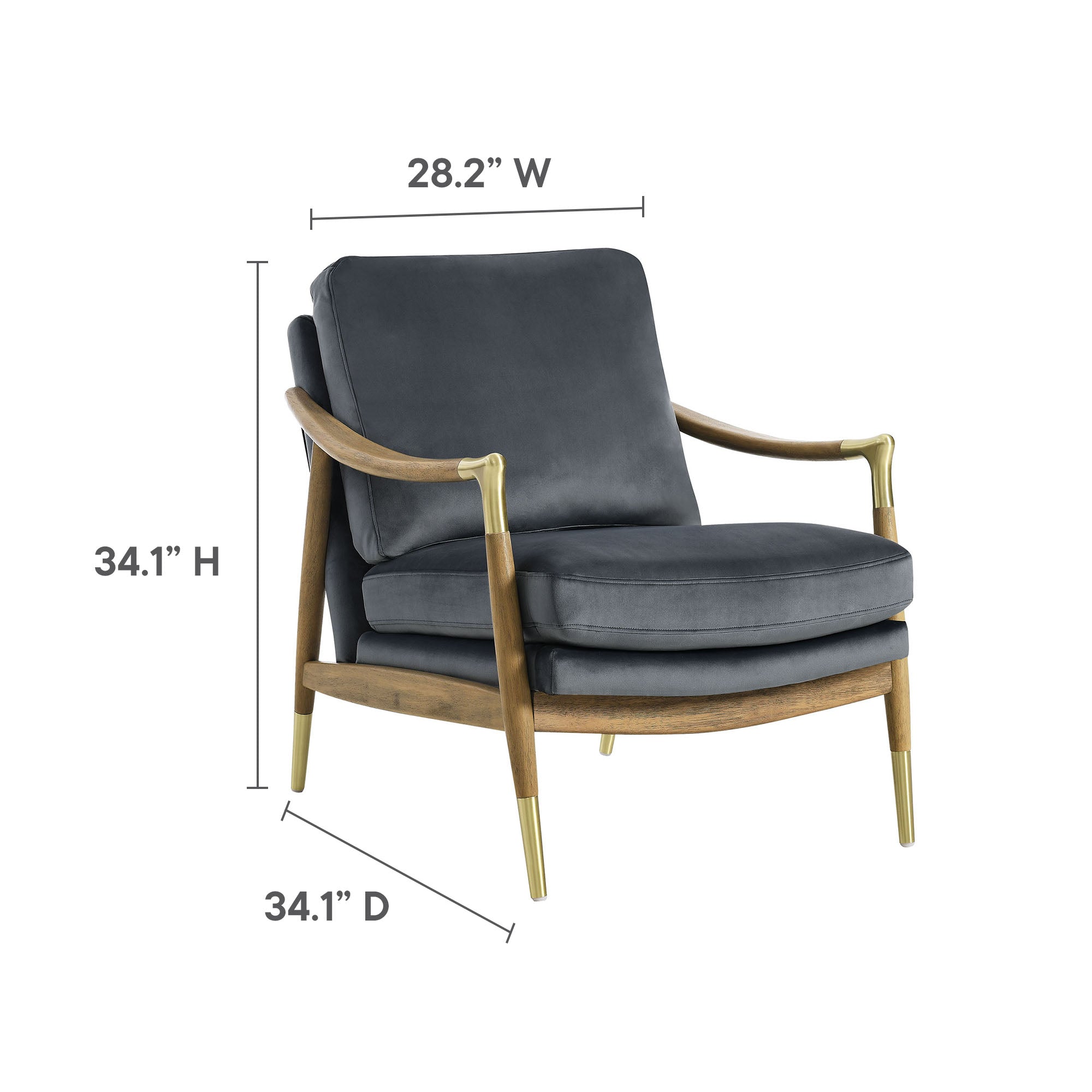 Langford Performance Velvet Accent Armchair - Thumbnail 2
