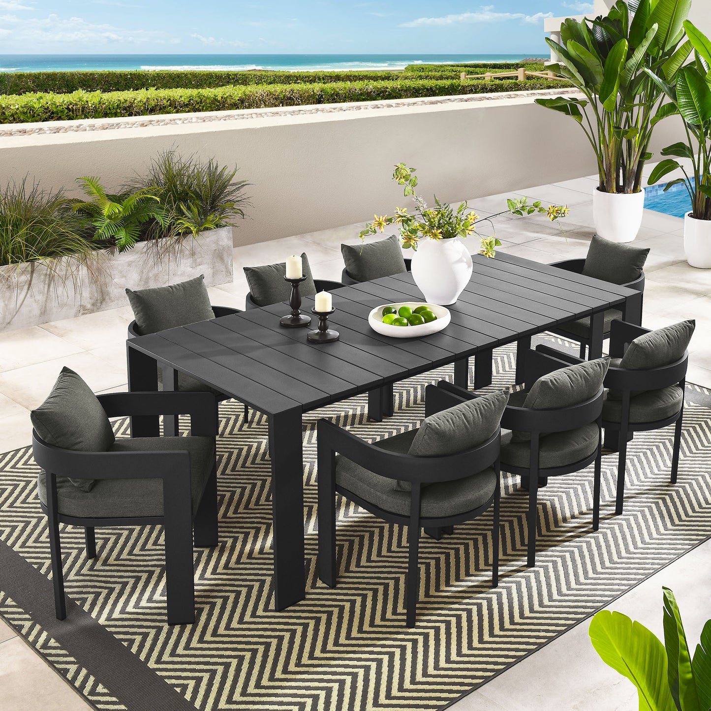 Tahoe 9-Piece Outdoor Patio Aluminum Dining Set by Modway | Outdoor Dining Sets | Modishstore - 1