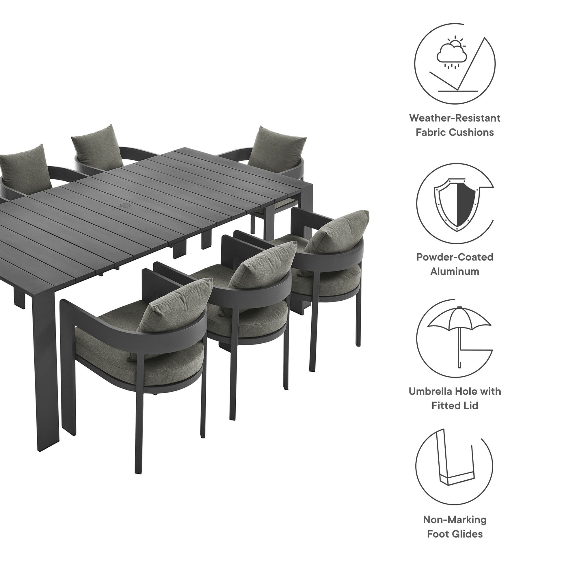 Tahoe 9-Piece Outdoor Patio Aluminum Dining Set by Modway | Outdoor Dining Sets | Modishstore - 4