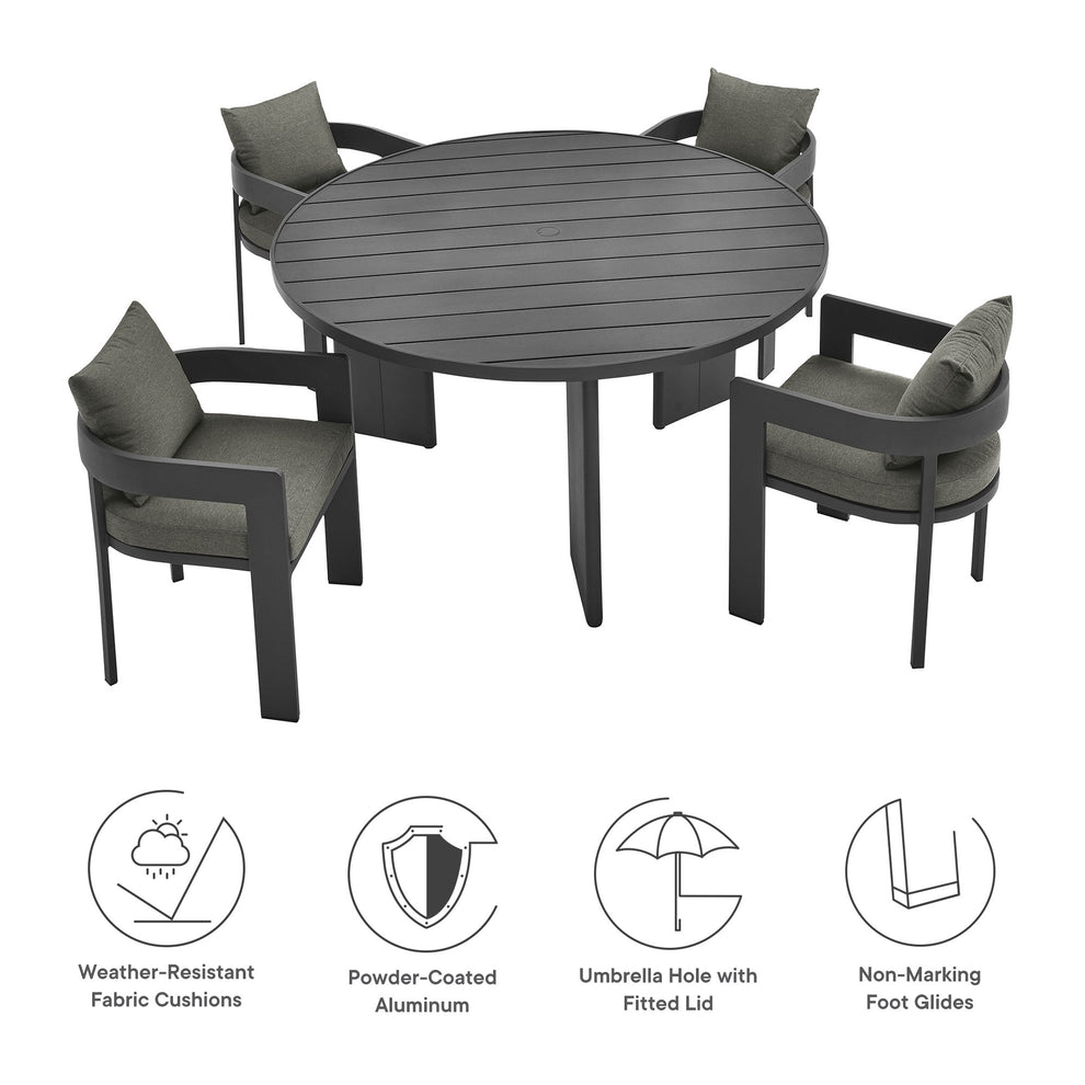 Tahoe 5-Piece Outdoor Patio Aluminum Dining Set by Modway | Outdoor Dining Sets | Modishstore - 4