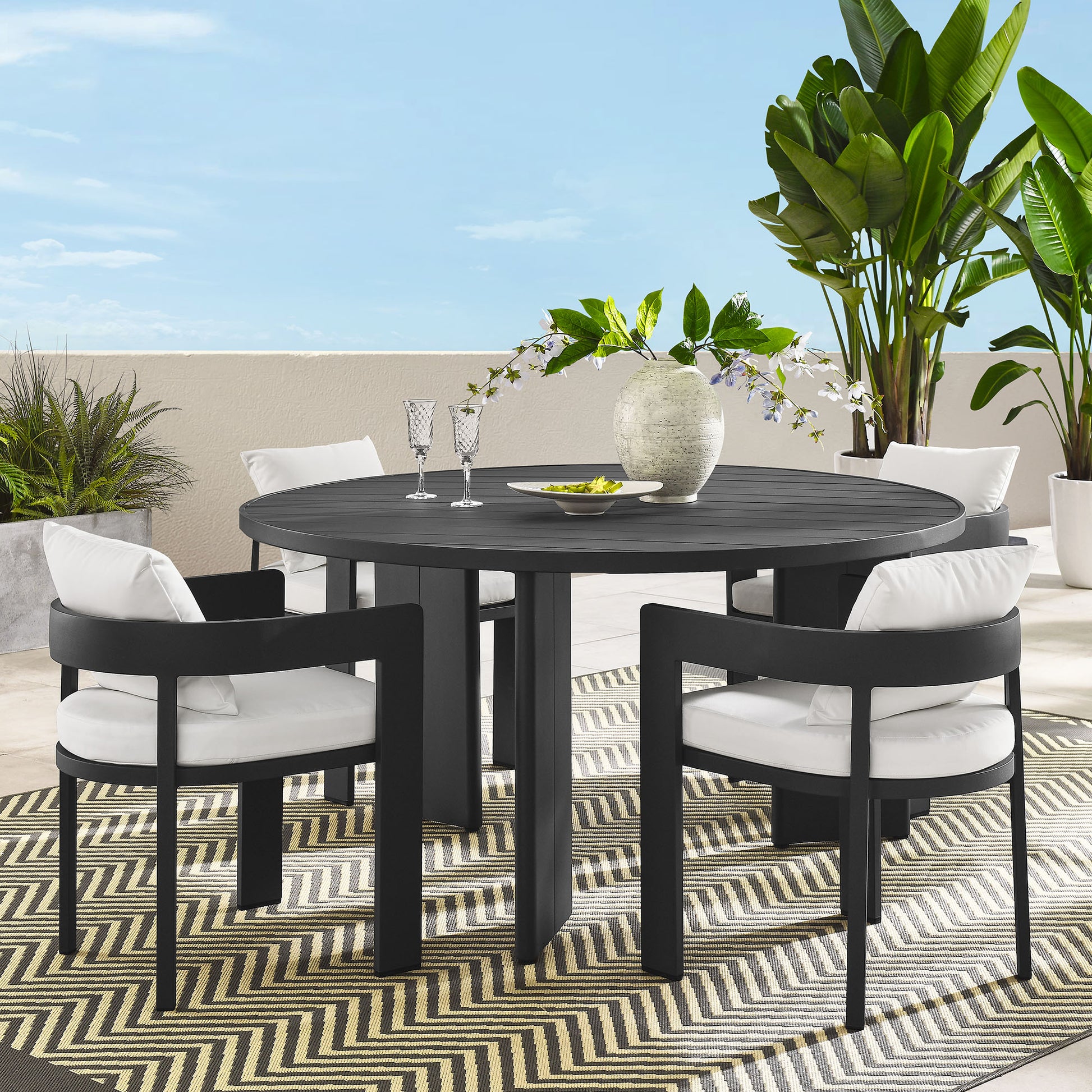 Tahoe 5-Piece Outdoor Patio Aluminum Dining Set by Modway | Outdoor Dining Sets | Modishstore - 15