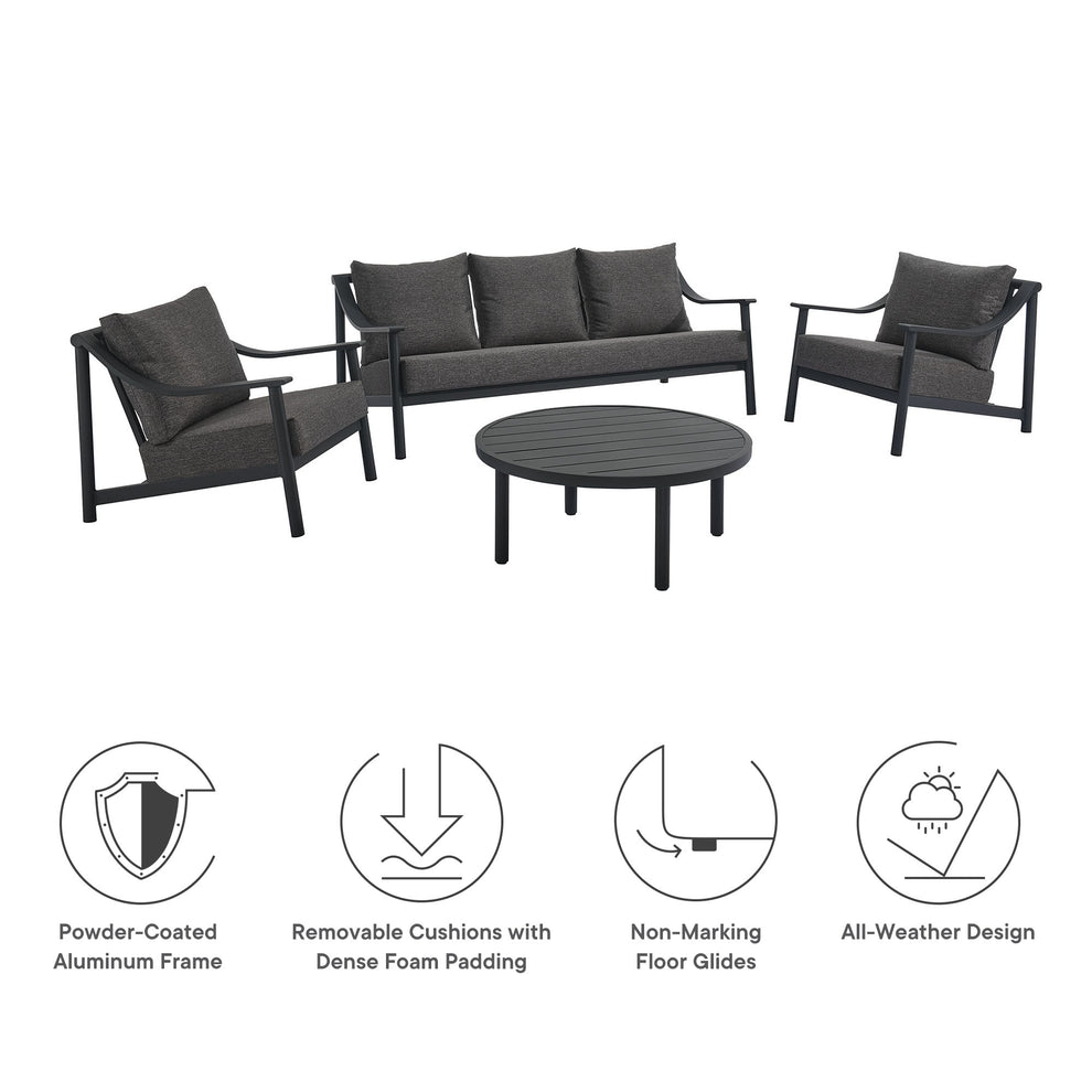 Terrace 4-Piece Outdoor Patio Aluminum Furniture Set by Modway | Sofa Set | Modishstore - 4