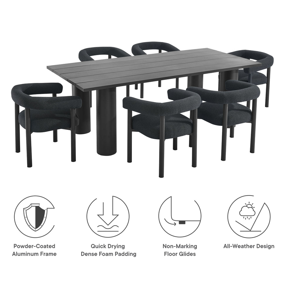 Nautica 7-Piece Rectangular Outdoor Patio Aluminum Dining Table and Chairs Set by Modway | Dining Tables | Modishstore - 4