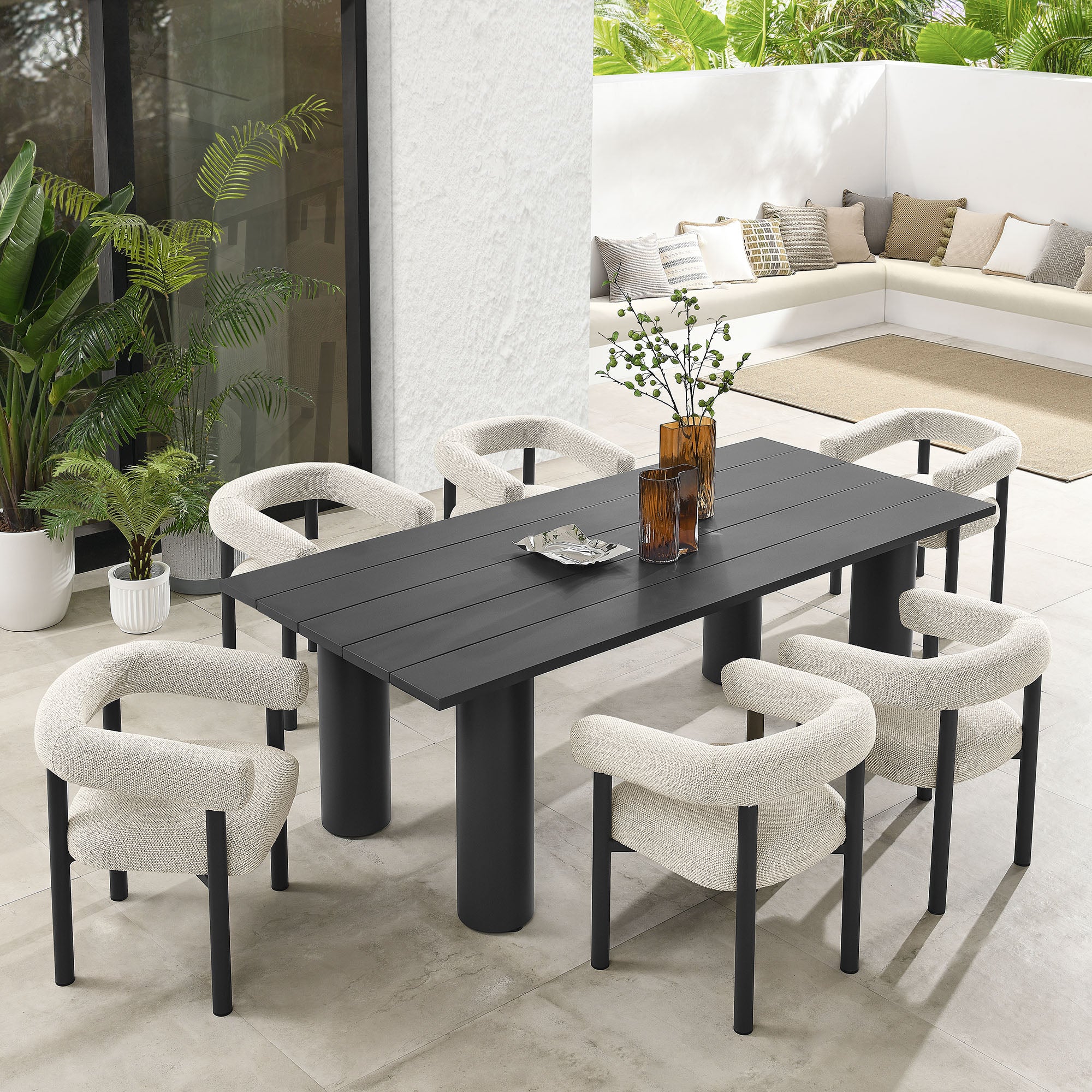 Nautica 7-Piece Rectangular Outdoor Patio Aluminum Dining Table