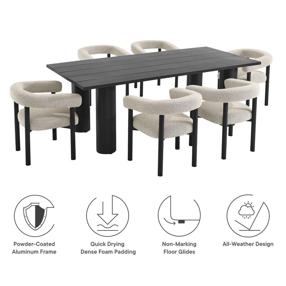 Nautica 7-Piece Rectangular Outdoor Patio Aluminum Dining Table and Chairs Set by Modway | Dining Tables | Modishstore - 8