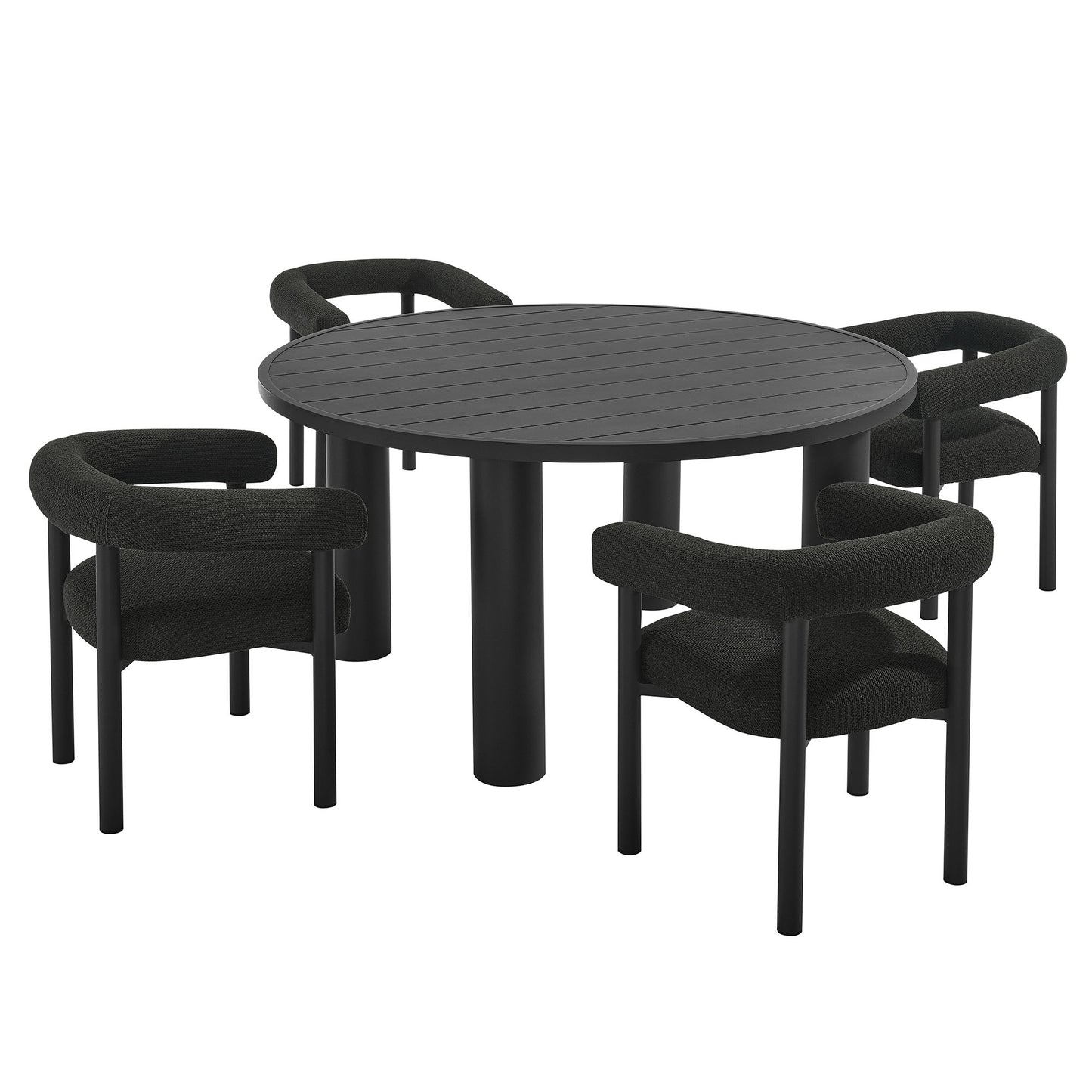Nautica 5-Piece Round Outdoor Patio Aluminum Dining Table and Chairs Set by Modway | Dining Tables | Modishstore - 2