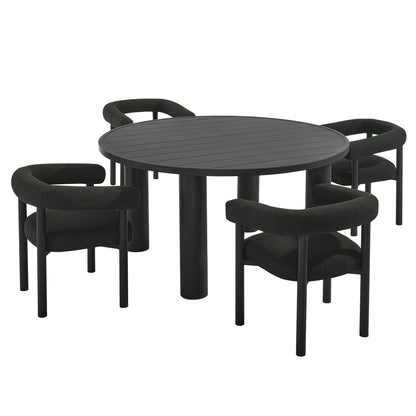 Nautica 5-Piece Round Outdoor Patio Aluminum Dining Table and Chairs Set by Modway | Dining Tables | Modishstore - 2