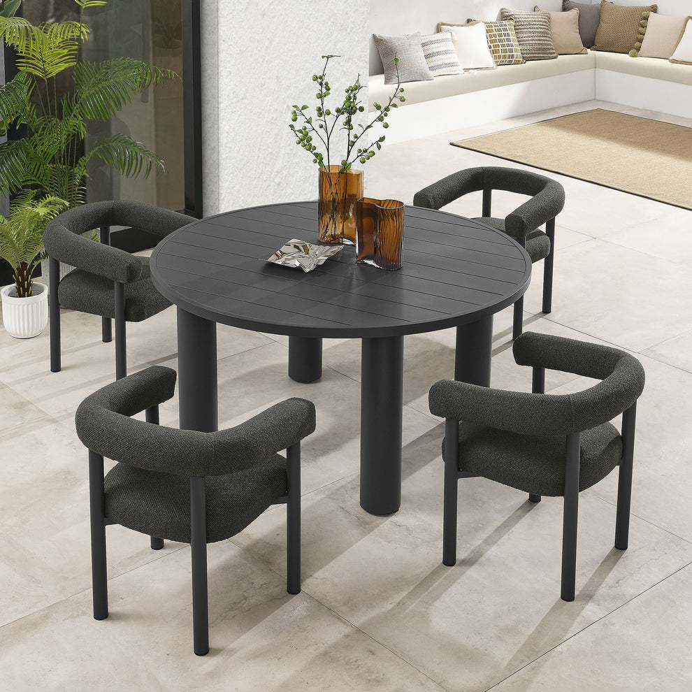 Nautica 5-Piece Round Outdoor Patio Aluminum Dining Table and Chairs Set by Modway | Dining Tables | Modishstore - 1