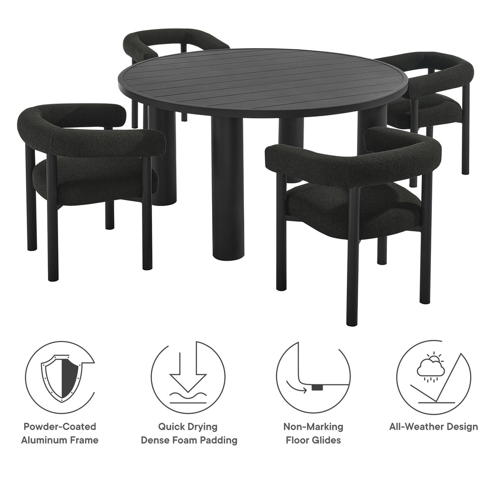 Nautica 5-Piece Round Outdoor Patio Aluminum Dining Table and Chairs Set by Modway | Dining Tables | Modishstore - 4