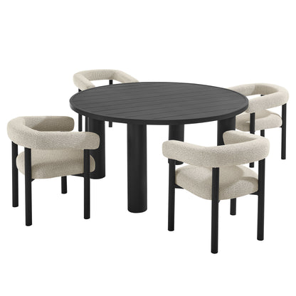 Nautica 5-Piece Round Outdoor Patio Aluminum Dining Table and Chairs Set by Modway | Dining Tables | Modishstore - 5